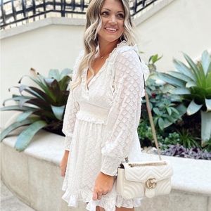 White long sleeve mini dress- great for brides!